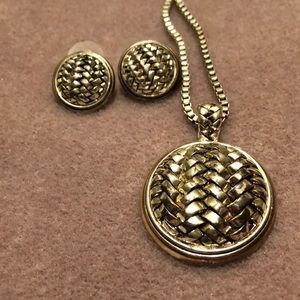 Vintage silver necklace and earrings